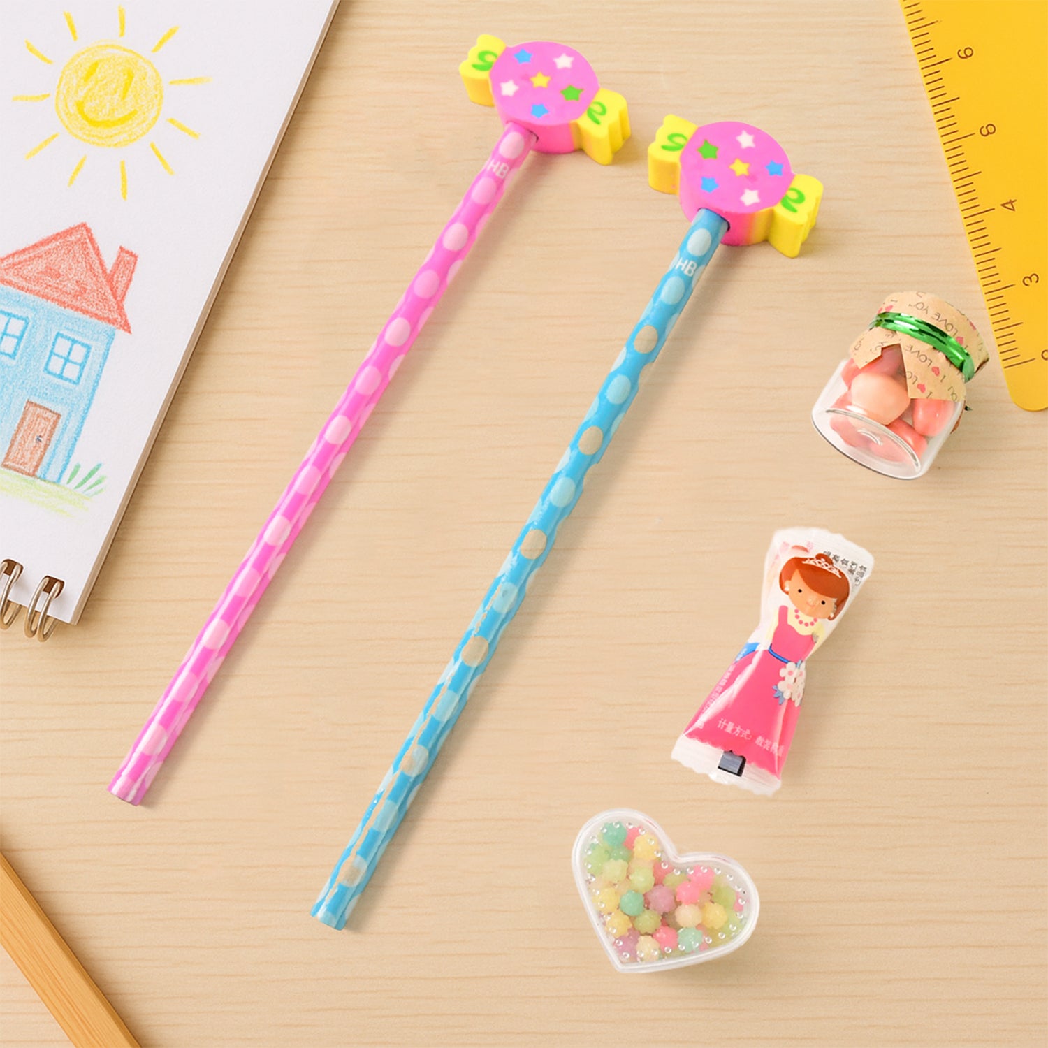 Fun Candy Design Pencil Set With Accessories Set (1 Set ) Fun Candy Design Pencil Set With Accessories Set (1 Set )